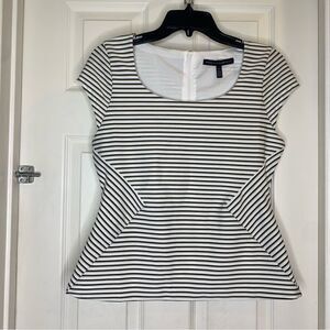 White House Black Market Stripe Jacquard Bodice Black with White Size 2